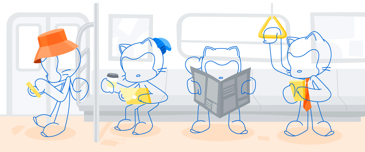 GitHub cats on a train